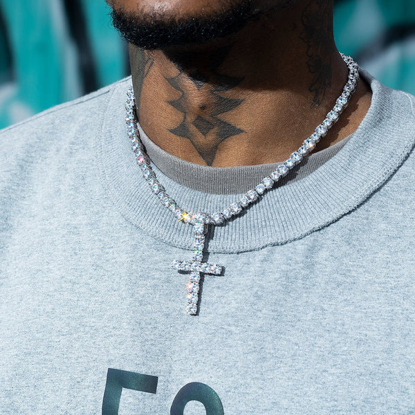 Diamond Cross Silver 925 Moissanite