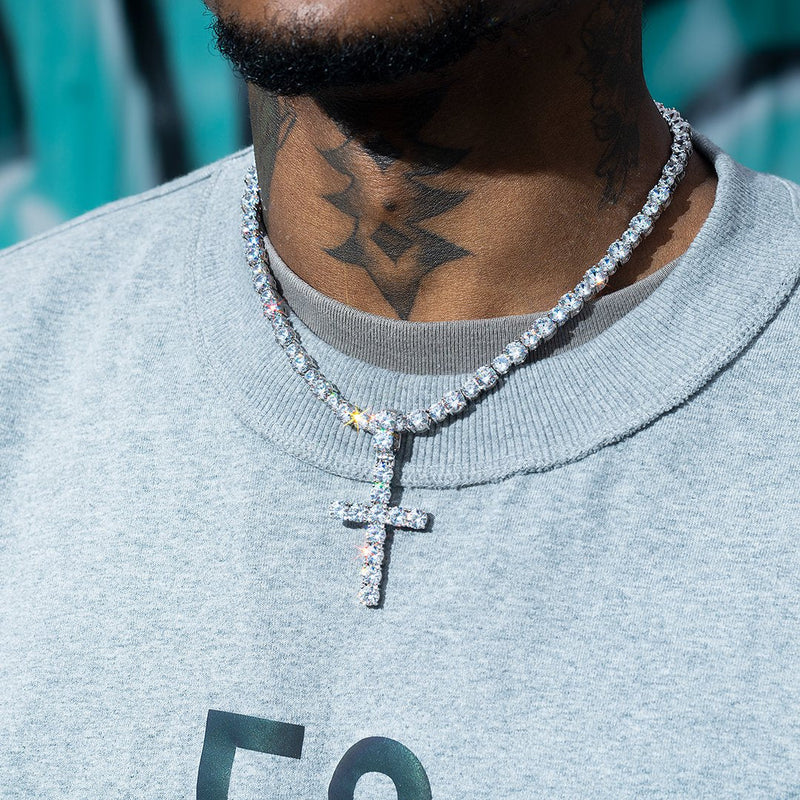 Diamond Cross Silver 925 Moissanite