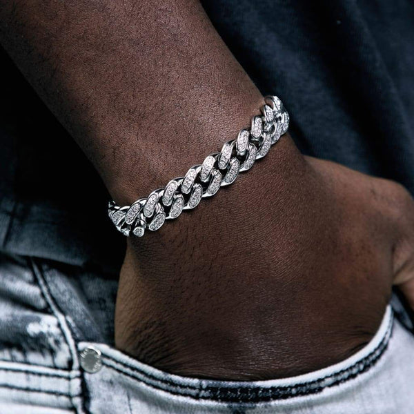 Cuban Moissanite bracelet 12mm silver 925