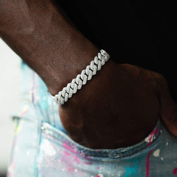 Miami Moissanite bracelet 12mm silver 925